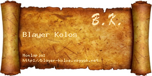 Blayer Kolos névjegykártya